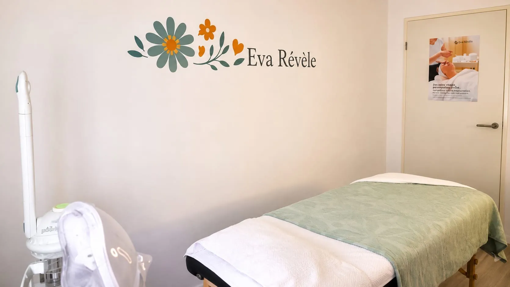 Table de soin de la cabine Eva Révèle, où se déroulent les séances d'épilation à Chartres